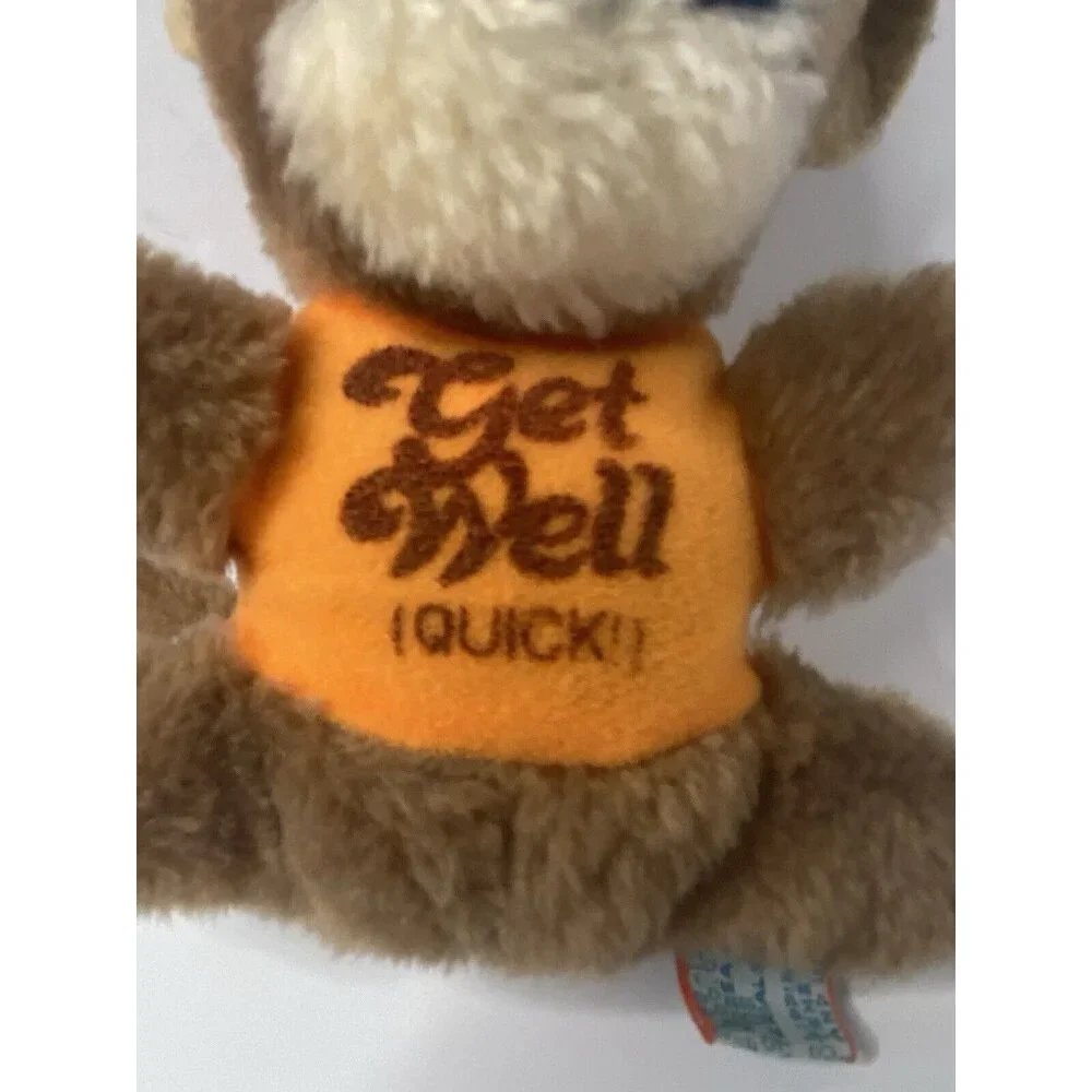 Dakin 1978 Monkey 6” Plush Get Well Quick Orange Shirt Stuffed‎ Animal Vintage